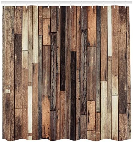 Ambesonne Farmhouse Shower Curtain Set Brown Grunge Lodge Design