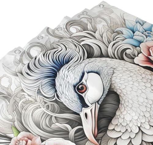 DAOWANGZUO White Peacock Shower Curtain Set