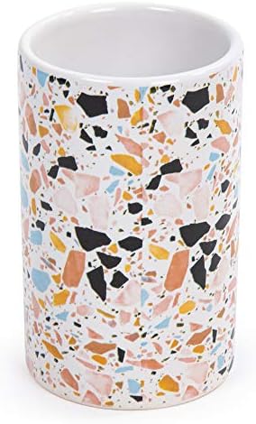 Bodico 3-Piece Marble Terrazzo Print Bathroom Accessory Set Orange