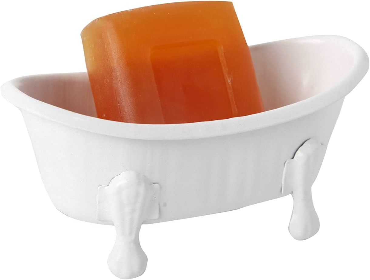 White Clawfoot Metal Soap Dish for Bathroom or Kitchen 55 Inch