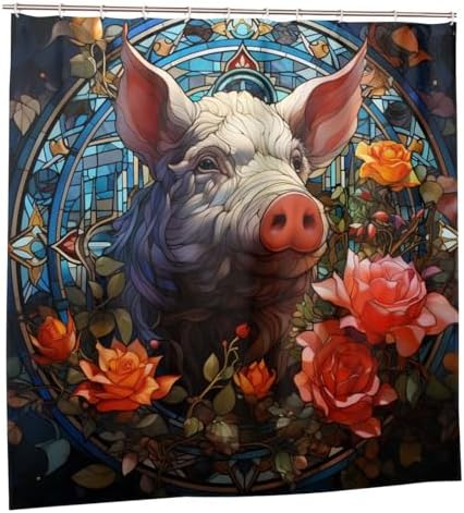 DAOWANGZUO Pig Shower Curtain Set 72x72in