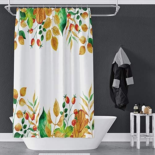 OERJU Watercolor Plants Shower Curtain 60x72inch