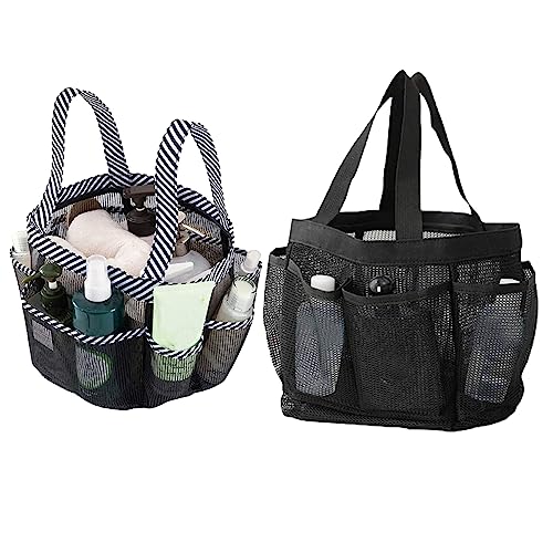 KDAMGOQE Bathroom Organizer Mesh Shower Caddy Portable 8-Pocket Black