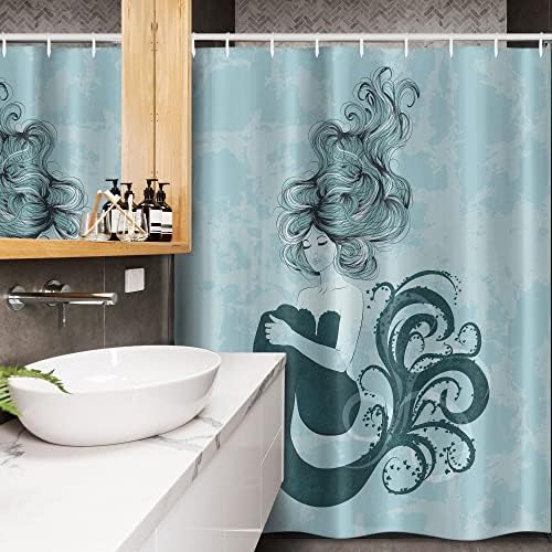 Ambesonne Mermaid Stall Shower Curtain Set - Pale Blue Dark Teal