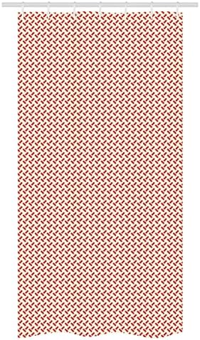 Ambesonne Abstract Herringbone Shower Curtain Set Red Cream 36x72