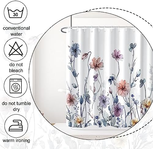 AWERT Watercolor Floral Shower Curtain 72x72inch