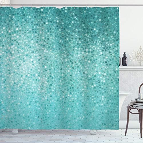 Ambesonne Dot Shower Curtain Set with Hooks Turquoise 69 x 70