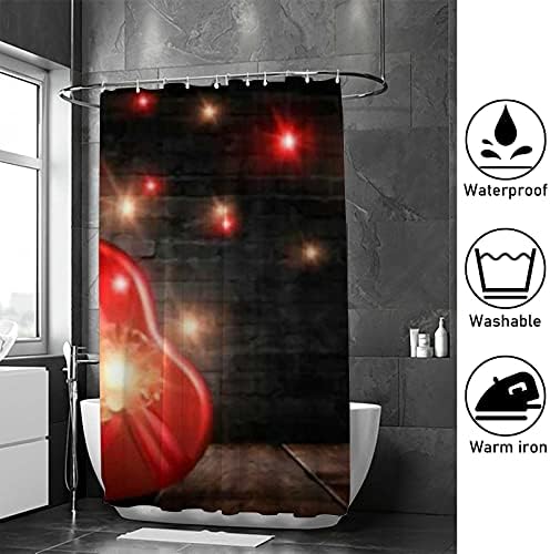 Rashu 72 Inch Heart Shaped Shower Curtain Set with Hooks