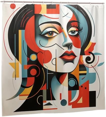 DAOWANGZUO Abstract Girl Boho Shower Curtain Set 72x72in