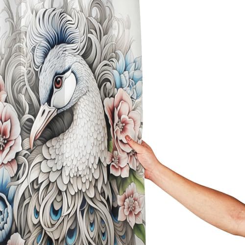 DAOWANGZUO White Peacock Shower Curtain Set