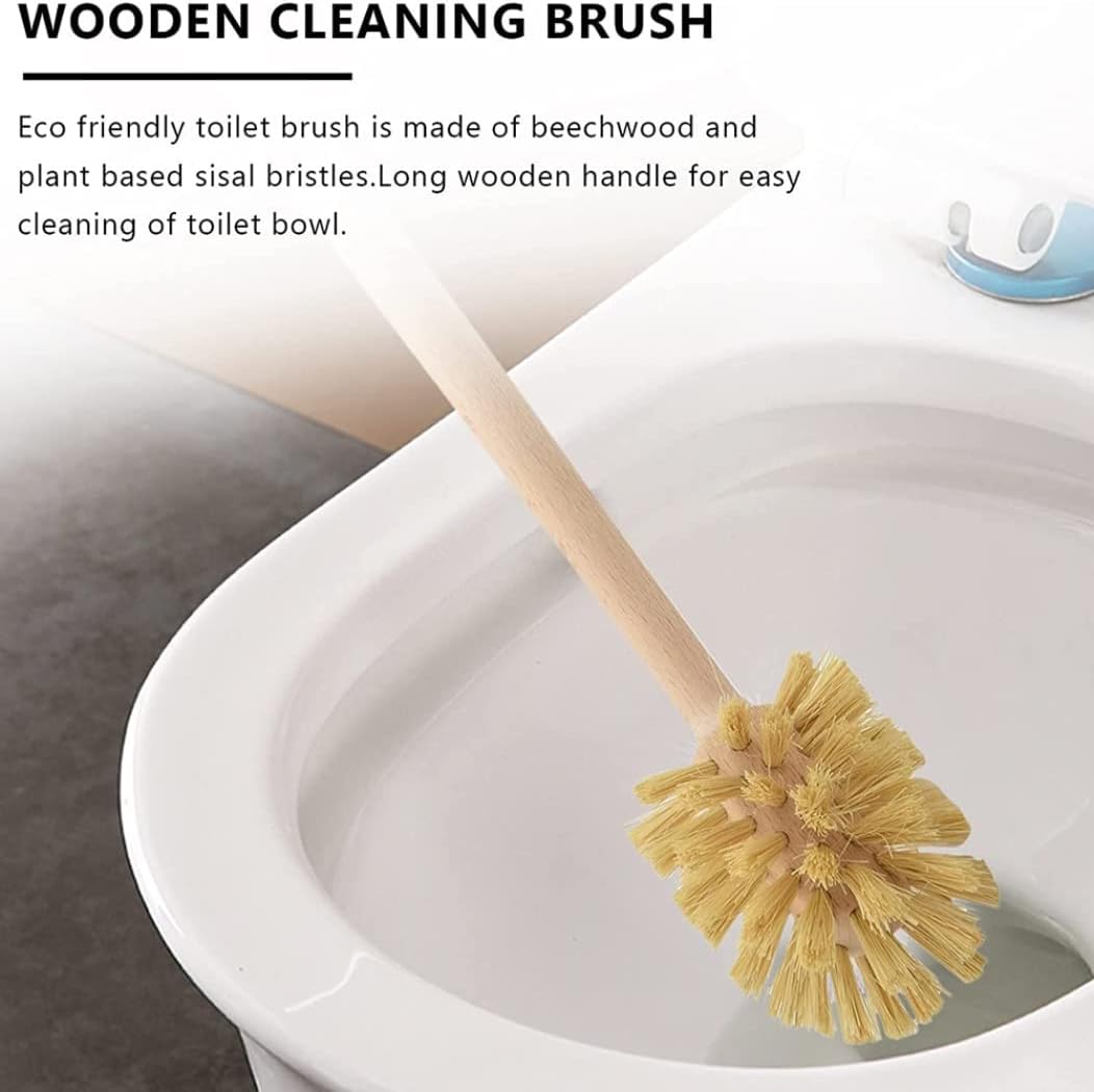 Beechwood Toilet Brush 2PCS 14x3in Non Slip Reusable