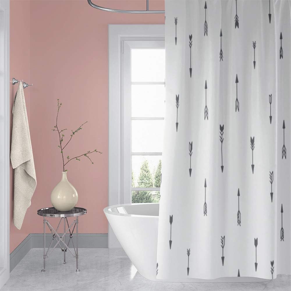 OERJU Grey Arrows Shower Curtain Set 72x72inch