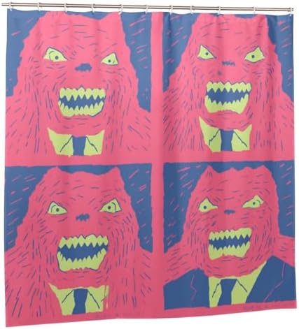 Red Devil Boho Shower Curtain Set with 12 Hooks