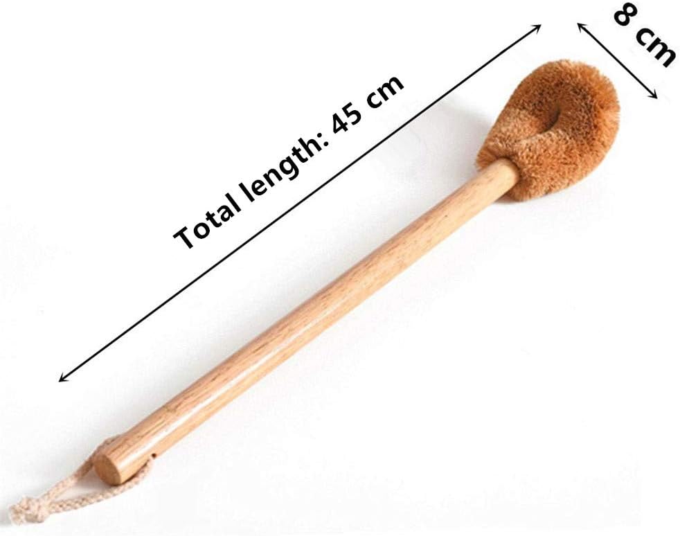 2 Pack Wooden Handle Toilet Brush with Coconut Fiber Head