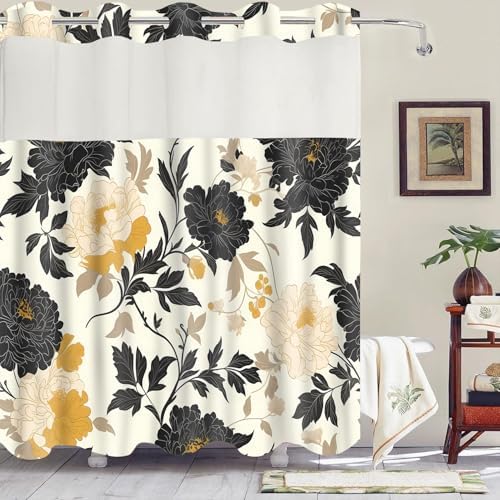 Gdmoon Boho Floral Shower Curtain Set 54x80in