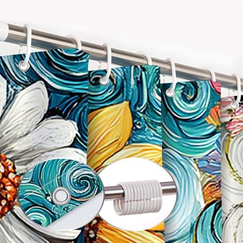 Colorful Floral Shower Curtain with Hooks