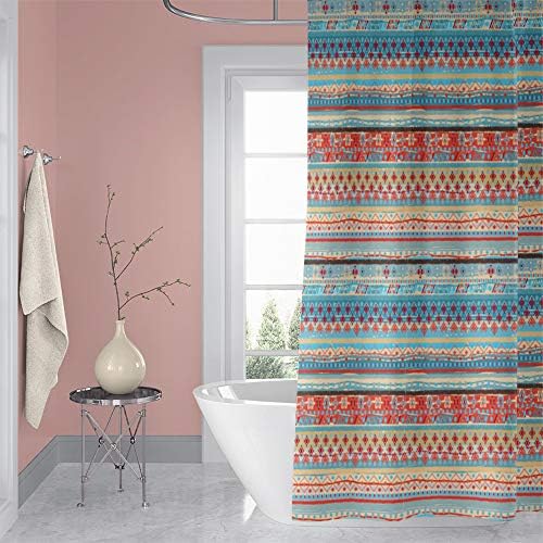 OERJU 65x72inch Boho Stripe Shower Curtain with Hooks