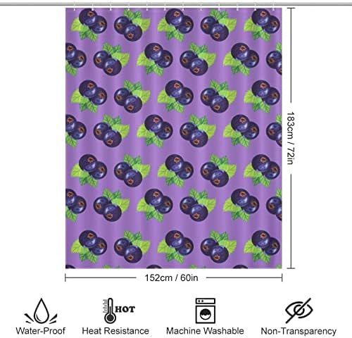 Blueberry Shower Curtain with 12 Hooks 60x72 Inch 1