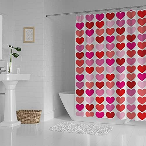 Hapuxt Valentine Hearts Waterproof Shower Curtain 60x72 Inch