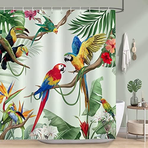 Bonhause Tropical Bird Shower Curtain 72x72 Inch