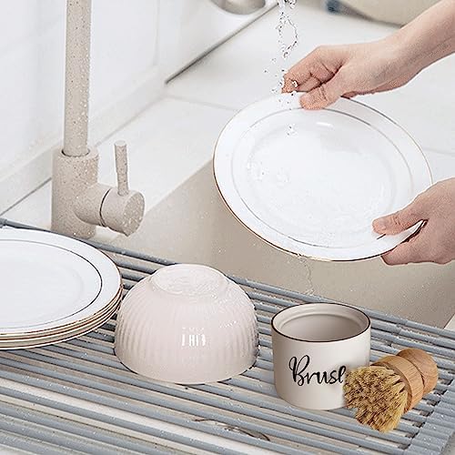 ONTUBE Ceramic Dish Brush Holder 8 oz White