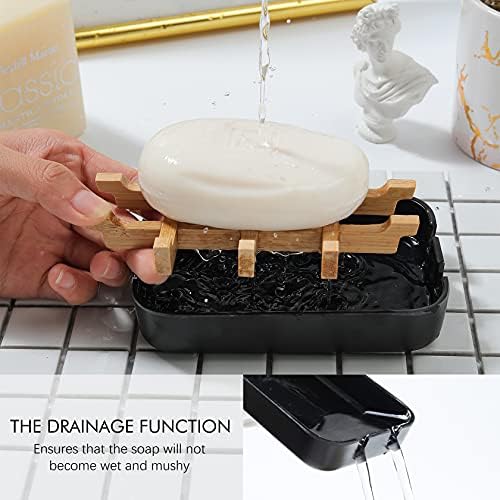 Leadiy Bamboo Soap Dish 100 Recycled Eco-Friendly Bathroom Holder