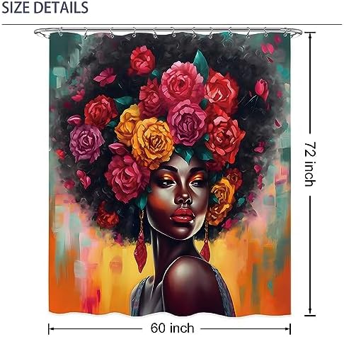 Laifzere African American Black Girl Shower Curtain 60x72 Inch