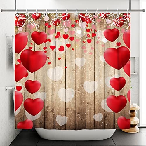 LFEEY Romantic Heart Shower Curtain Set 72x72 Inch