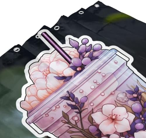 DAOWANGZUO Purple Flower Shower Curtain Set 1