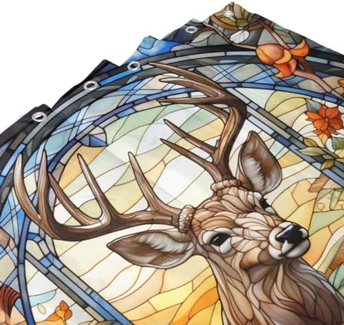 DAOWANGZUO Deer Shower Curtain Set with 12 Hooks