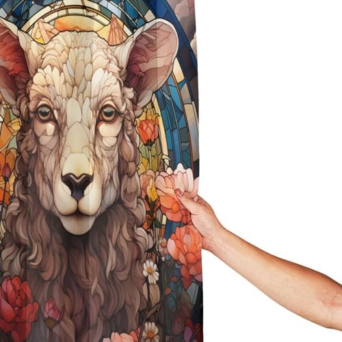 DAOWANGZUO Sheep Shower Curtain Set with 12 Hooks 72x72in
