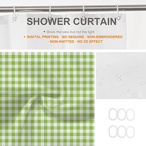 Apple Green Plaid Decor Shower Curtain 36x72 Inch