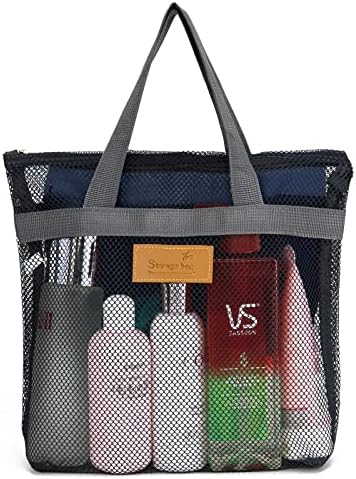Mesh Shower Caddy Bag with Zipper for Travel and Gym