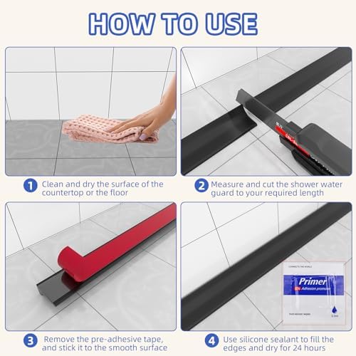 Symyda Collapsible Shower Water Dam Barrier Black 08M