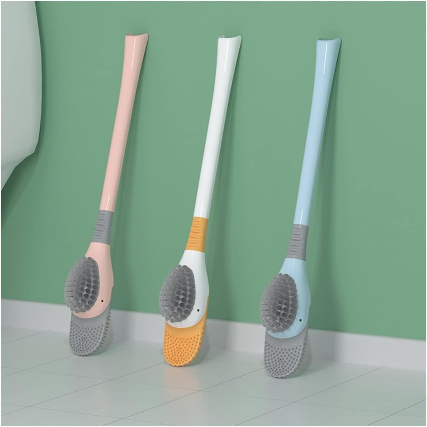 TOMYEUS Yellow Toilet Brush Set with Holder 1
