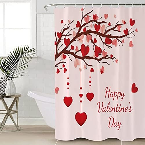 BestLives Valentines Day Waterproof Shower Curtain with Hooks 36x72inch