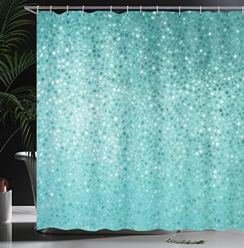 Ambesonne Dot Shower Curtain Set with Hooks Turquoise 69 x 70