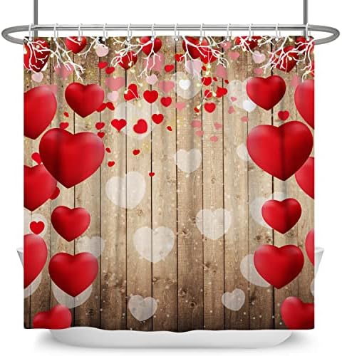 LFEEY Romantic Heart Shower Curtain Set 72x72 Inch