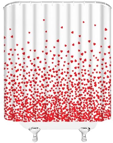 Happy Valentines Day Shower Curtain Set with Hooks