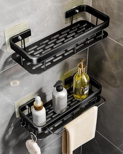 MLIMBU Shower Caddies 2 Pack - Adhesive No Drilling Rust-Proof Bathroom Organizer