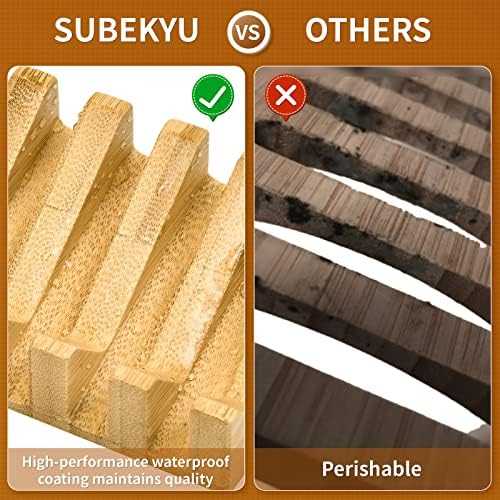 SUBEKYU Bamboo Soap Dish with Slope Drainage