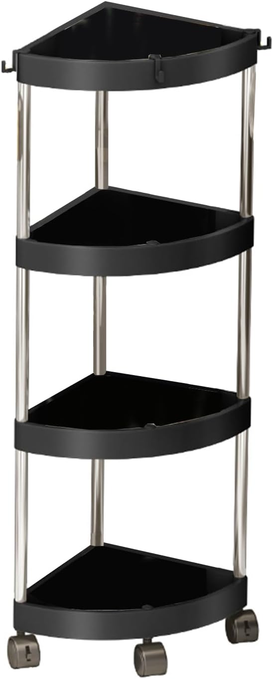 Yabound 4 Tier Shower Organizer Corner with Wheels