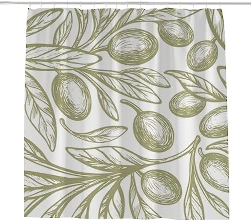 Hapuxt Shower Curtain with 12 Hooks Oliva Green 60x72in