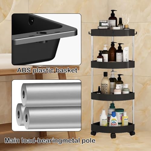 Yabound 4 Tier Shower Organizer Corner with Wheels