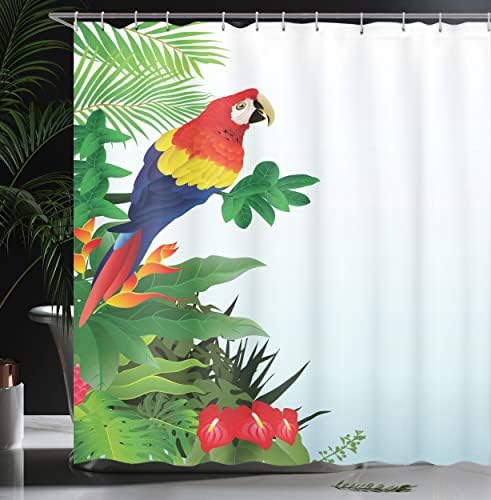 Ambesonne Parrots Shower Curtain Set with Hooks