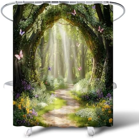 Green Enchanted Forest Shower Curtain 70X70 Inch