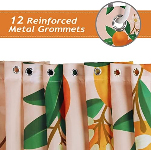Bonhause Orange Shower Curtain with 12 Hooks