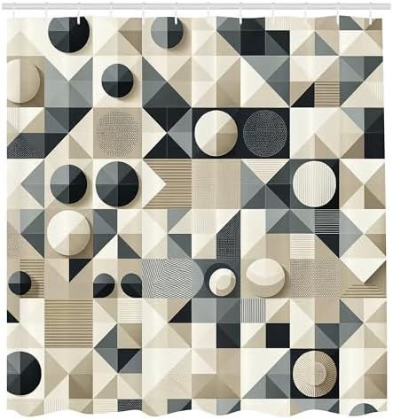 Ambesonne Geometric Shower Curtain Set with Hooks 69x70