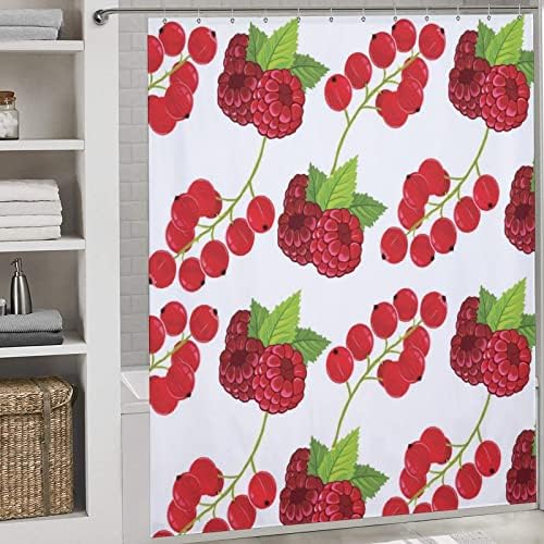 Strawberry Pattern Shower Curtain Set 72x72 Inch Waterproof