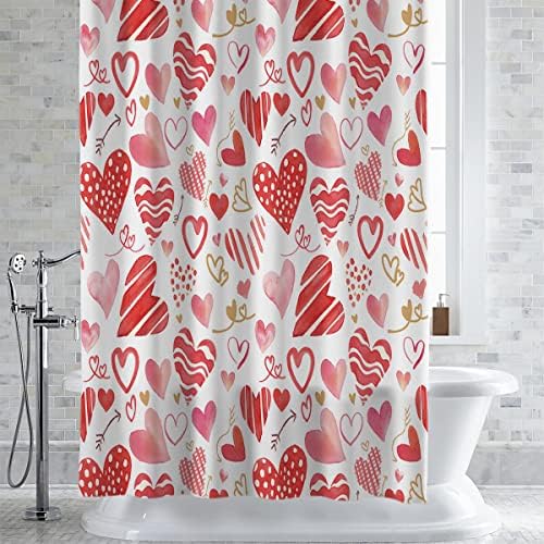 BestLives Valentines Shower Curtain with 12 Hooks